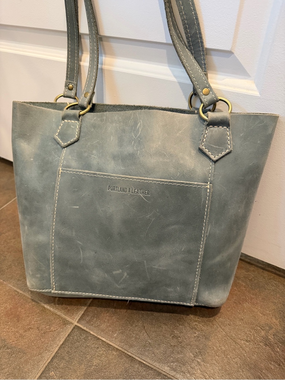 Portland Leather Goods Market Tote in Aqua